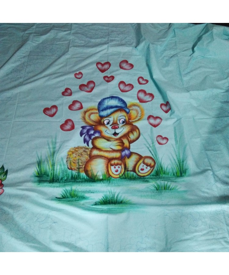 Handpainted cotton double bed sheet with cartoon-Global Artisans