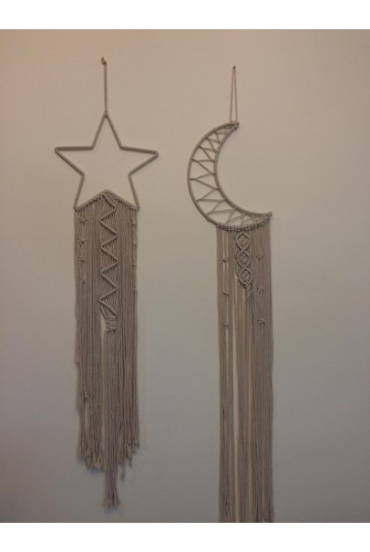 Handmade Macrame Star And Moon Combo-global Artisans