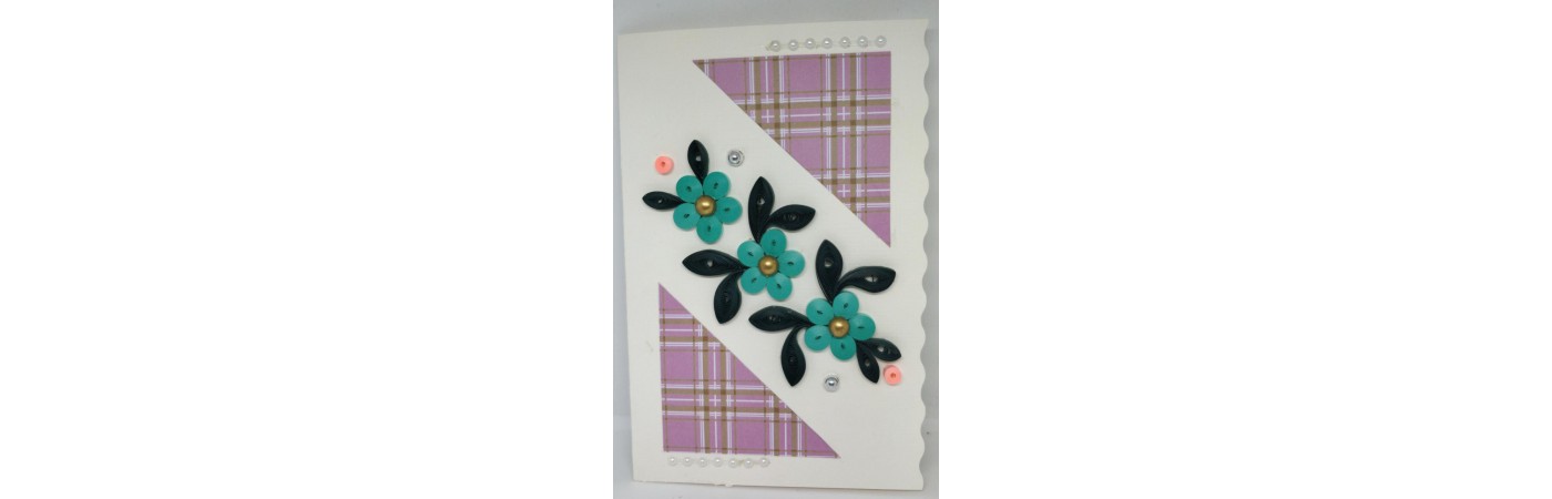 Handcrafted paper quilling greeting card - Turquoise Flower