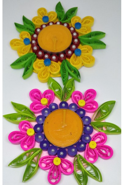 Handcrafted paper quilling greeting card - Yellow and Pink Flower