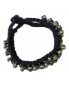 Alphabey's Tribal Style Black Threaded Anklets with Oxidized Ghungroo for Women and Girls