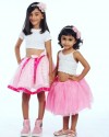 Alphabey's White Top & Mid Thigh Pink Net Skirt For Girls 02