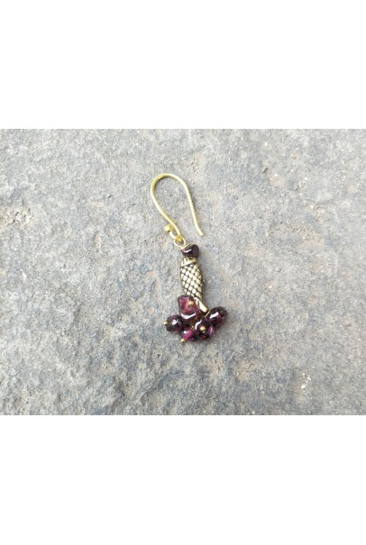 Alphabey's Maroon Fish Shaped Oxidised Gold Plated Brass Earrings For Women