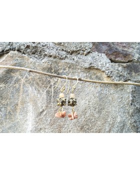 Alphabey's Agate Stone Oxidised Gold Plated Brass Earrings For Women