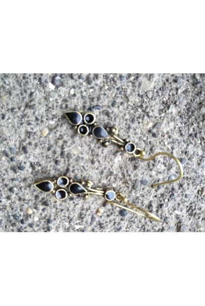 Alphabey's Brass & Melted Stone Gold Plated Earrings For Women