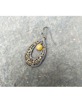 Alphabey's Jhansi Brass Oxidised Gemstone Earrings For Women
