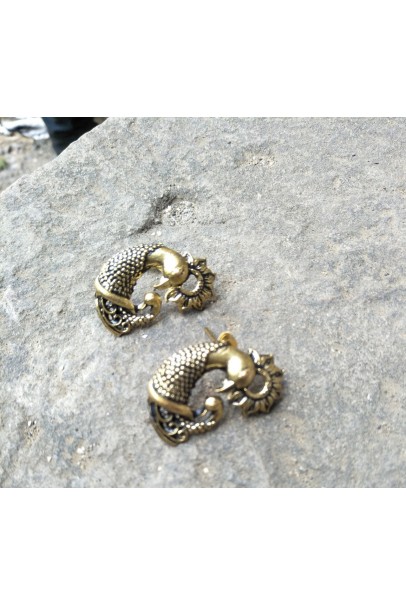 Alphabey's Dancing Peacock Golden Plated Brass Earrings For Women