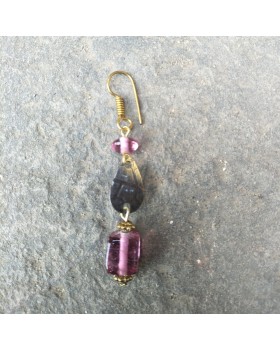 Alphabey's Pink Glass Brass Oxidised Earrings For Women
