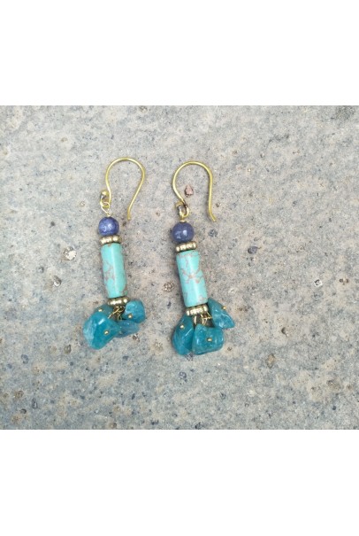 Alphabey's Resin Stone Gemstone Brass Plated Brass Drop Earrings For Women