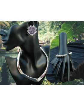 Alphabey's Tribal Bohemia Oxidised Silver  Choker Necklace for Women/Girls NK04
