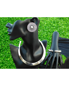 Alphabey's Tribal Bohemia Oxidised Silver  Choker Necklace for Women/Girls NK01