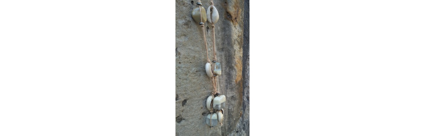 Alphabey's Shell Glass & Cotton Tassel Necklace For Women Alphabey's Shell Glass & Cotton Tassel Necklace For Women