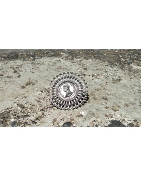 Alphabey Queen Victoria Inspired Style Embossed Ring, Modern Ring, Lady Ring Collection Silver Plated Brass Ring