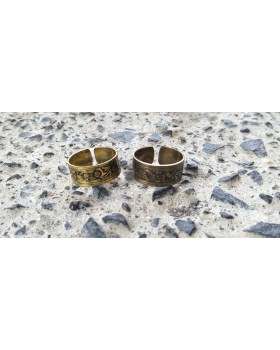 Alphabey Embossed Oxidised Brass Collection Of Finger Rings Set of 2 For Men & Women, Rings Silver Plated Brass Ring