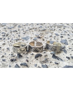 Alphabey Theme Embossed Brass Collection Of Rings Set of 3 For Men & Women, Turkey Rings Silver Plated Brass Ring.