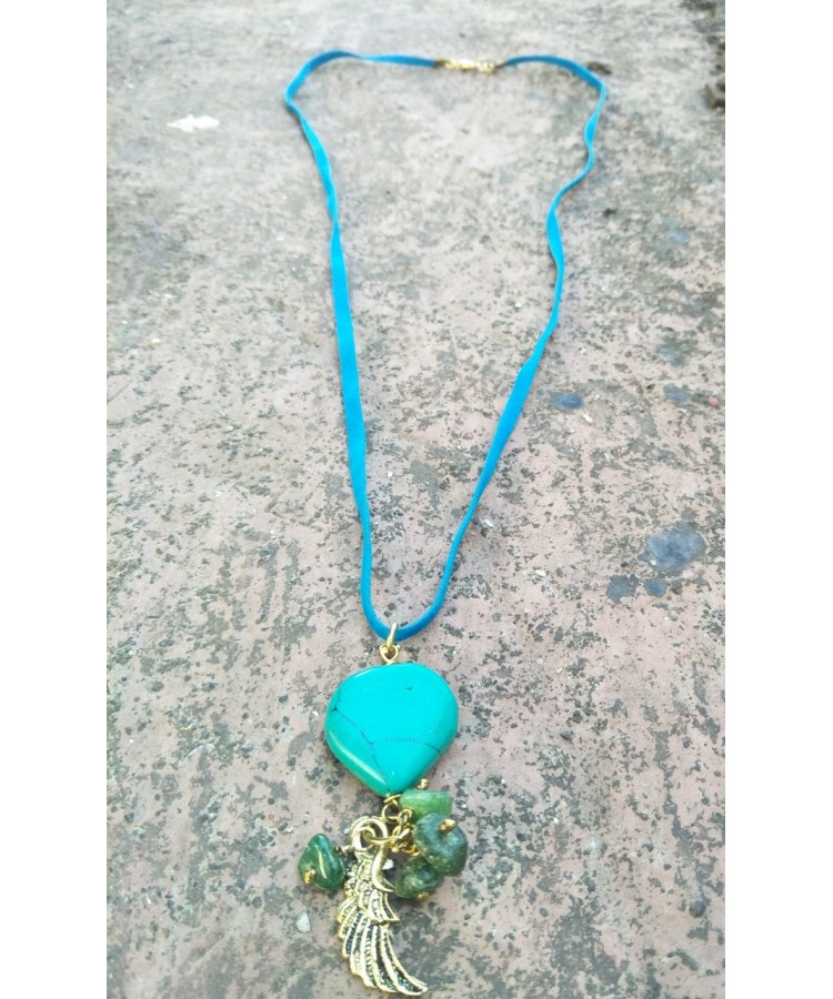Buy Silver Plated Turquoise Beaded Pendant Necklace by Neeta Boochra Online  at Aza Fashions.