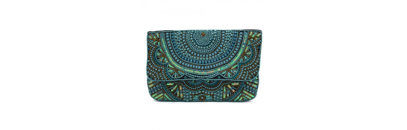 Turquoise Beaded Clutch
