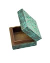 Floral Square Green  Wood Box