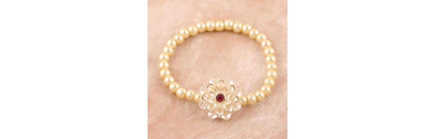 Love Ruby Pearl Flower Bracelet