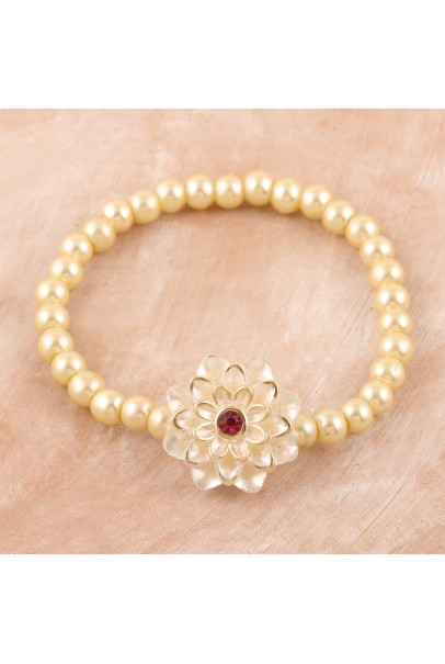 Love Ruby Pearl Flower Bracelet