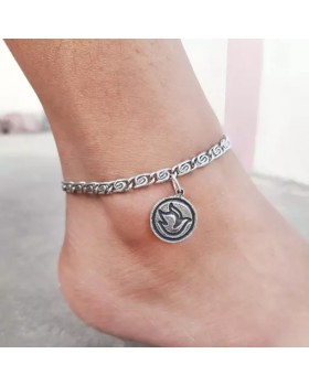 Peace Singing Bird Oxidized Chain Anklet