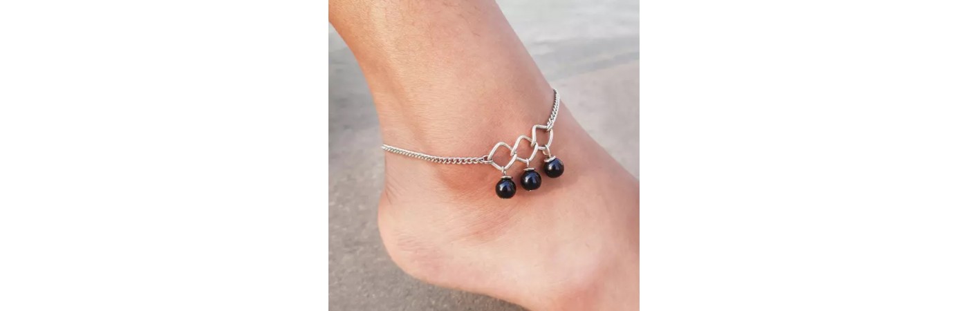 Anamika Black Drop Chain Anklet