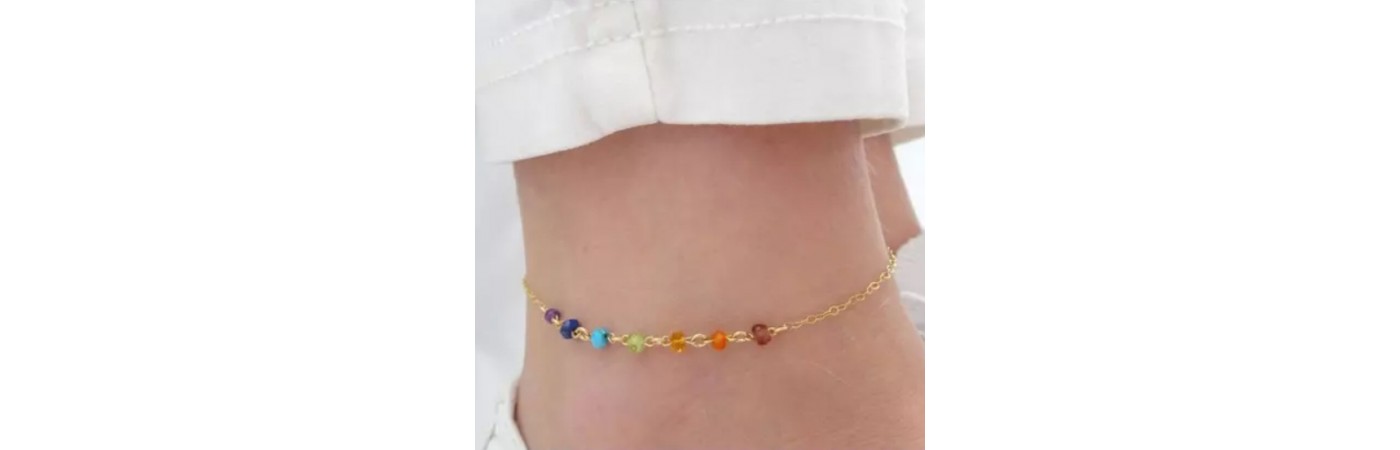 Melted Crystal Gold Tone Anklet