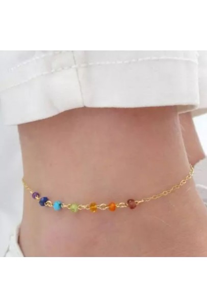 Melted Crystal Gold Tone Anklet