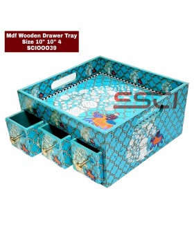Wooden Drawer Tray- Blue