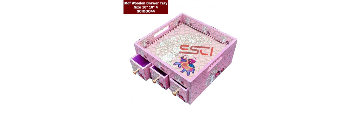 Wooden Drawer Tray- Pink