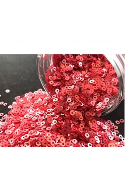 Pack of 100 Grams ( 4mm ) Dull Red Center Hole Circular Sequins for Embroidery Craft