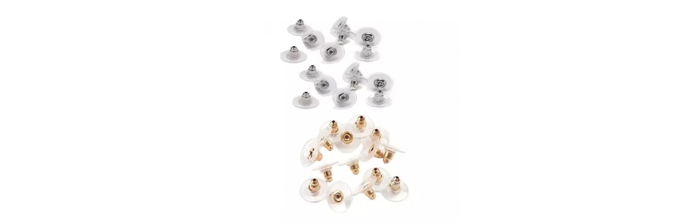 50pcs each Earring Backs Stopper Earnuts Stud Earring Rubber Back Supplies for Jewelry DIY Jewelry Findings Making Accessories Golden & Silver