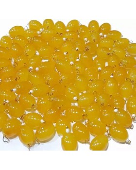 100 Pcs Oval Shape Glass Hanging Beads 10mm for Jewelry Making, Necklace, Earring, Bracelet, Embroidery, Pack of 100 Pcs (Golden Yellow)