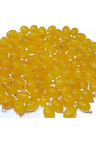 100 Pcs Oval Shape Glass Hanging Beads 10mm for Jewelry Making, Necklace, Earring, Bracelet, Embroidery, Pack of 100 Pcs (Golden Yellow)