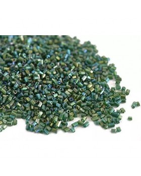 Transparent Rainbow Green 2 Cut Beads/Glass Seed Beads (15/0-1.5 mm) (100 Grams) Standard Quality for Jewellery Making Beading