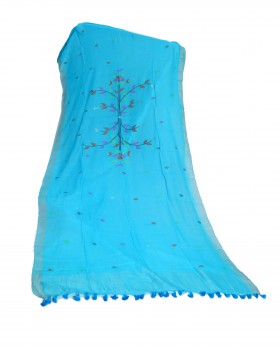 Light blue cotton silk Jamdani dupatta