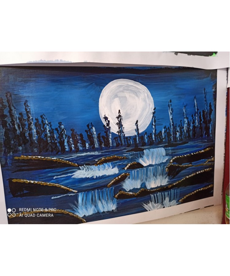 Featured image of post Moonlight Waterfall Painting