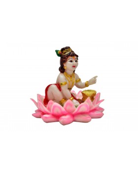  Hand Carved Baby Krishna Resin Idol Sculpture Statue for Home Office Pooja Ghar