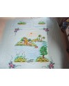Handpainted cotton double bed sheet with scenery in center