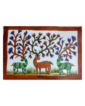 Gond art painting of three deers Gond art painting of three deers