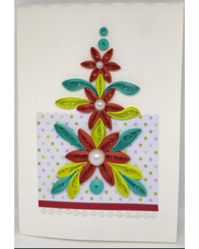Handcrafted paper quilling greeting card - Blue and Red Handcrafted paper quilling greeting card - Blue and Red
