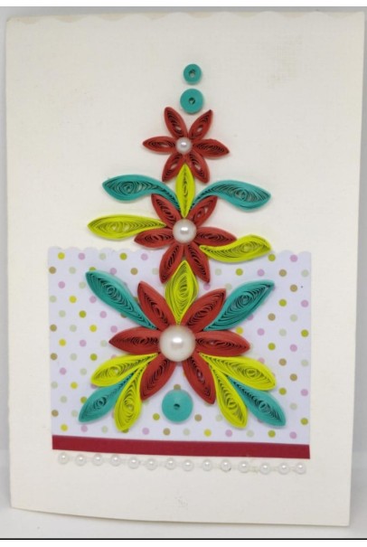Handcrafted paper quilling greeting card - Blue and Red Handcrafted paper quilling greeting card - Blue and Red