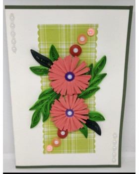 Handcrafted paper quilling greeting card - Pink Flower Handcrafted paper quilling greeting card - Pink Flower