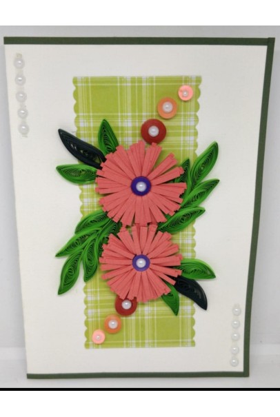 Handcrafted paper quilling greeting card - Pink Flower Handcrafted paper quilling greeting card - Pink Flower