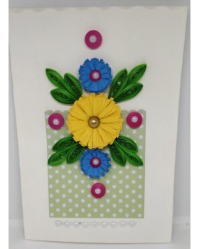 Handcrafted paper quilling greeting card - Yellow and purple Flower Handcrafted paper quilling greeting card - Yellow and purple Flower