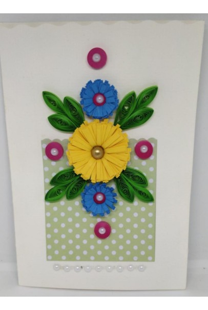Handcrafted paper quilling greeting card - Yellow and purple Flower Handcrafted paper quilling greeting card - Yellow and purple Flower