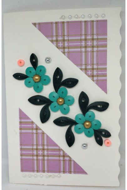 Handcrafted paper quilling greeting card - Turquoise Flower Handcrafted paper quilling greeting card - Turquoise Flower