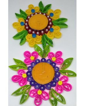 Handcrafted paper quilling greeting card - Yellow and Pink Flower Handcrafted paper quilling greeting card - Yellow and Pink Flower