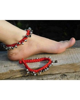Alphabey's Tribal Style Red Threaded Anklets with Oxidized Ghungroo for Women and Girls Alphabey's Tribal Style Red Threaded Anklets with Oxidized Ghungroo for Women and Girls