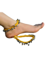 Alphabey's Tribal Style Yellow Threaded Anklets with Oxidized Ghungroo for Women and Girls Alphabey's Tribal Style Yellow Threaded Anklets with Oxidized Ghungroo for Women and Girls